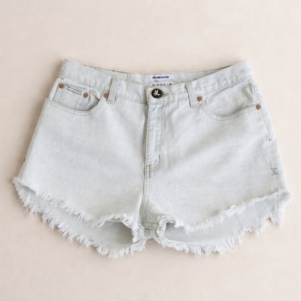 One X One Teaspoon Vintage Bandits High-Waist Frayed Hem Women's Shorts Size S